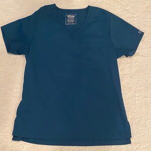 Wink Caribbean blue one pocket scrub top